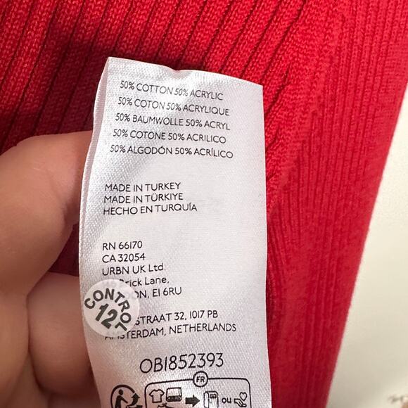 ANTHROPOLOGIE x MAEVE Polo Ribbed Crop Sweater Bell Sleeve Red Sz XXS {J5} - Picture 8 of 8